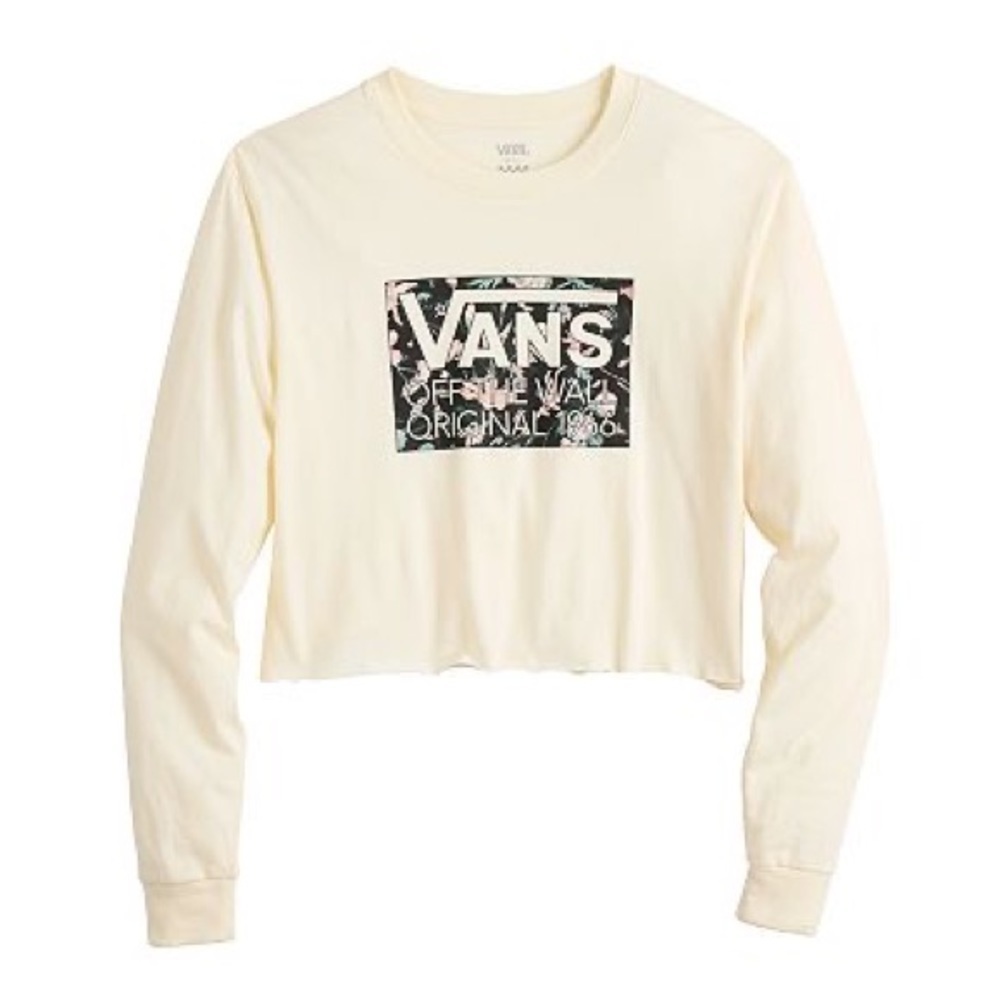 Vans Floral "Off The Wall" Logo Long Sleeve Cropped sweatshirt L NWT - Picture 11 of 11